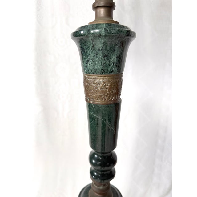 Metal Frederick Cooper Brass and Green Marble Floor Lamp For Sale - Image 7 of 15