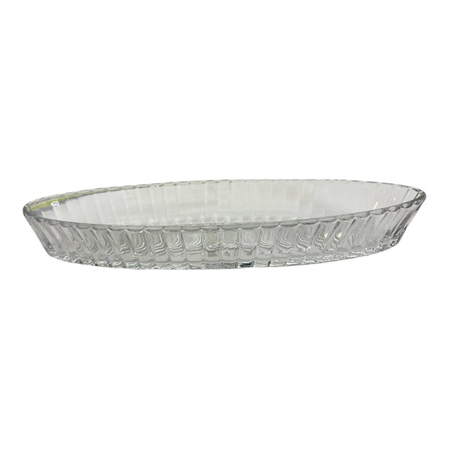 Mid 20th Century Heisey Glass Banded Flute Oval Dish For Sale