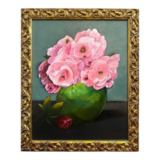 “Le Jardin Granville” Original Painting in Custom Giltwood Frame, Signed For Sale