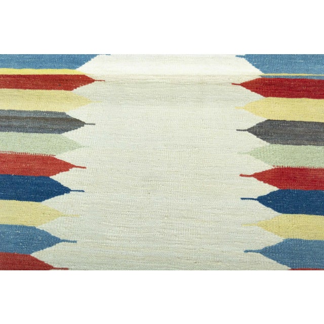 Blue Handwoven Kilim Rug in Wool For Sale - Image 8 of 9