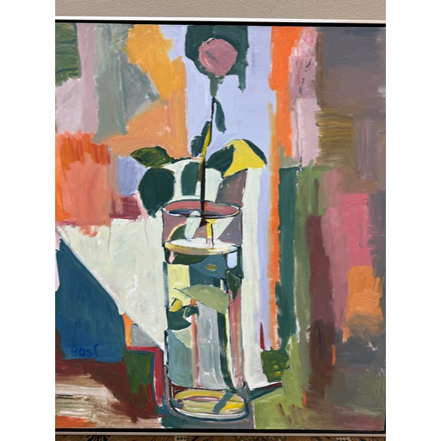Marius L. Bosc Rose in Vase, Reflections in Water Oil Painting, Signed For Sale In San Francisco - Image 6 of 12