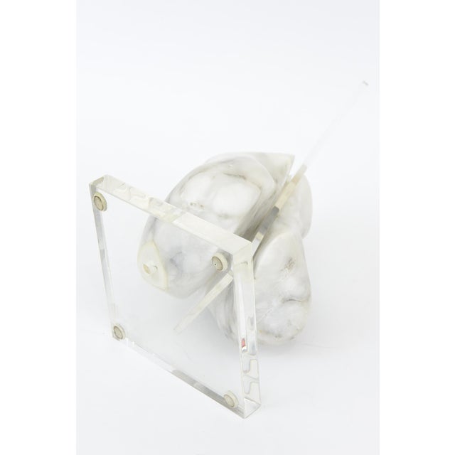 Signed Vintage Carrara Marble and Lucite Sculpture 1970's For Sale - Image 10 of 10