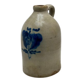 Very Nicely Blue Decotated Small 1 Gallon Size Antique New England American Region Stoneware Jug For Sale