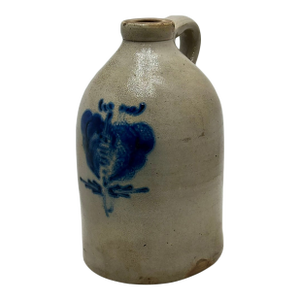 Very Nicely Blue Decotated Small 1 Gallon Size Antique New England American Region Stoneware Jug
