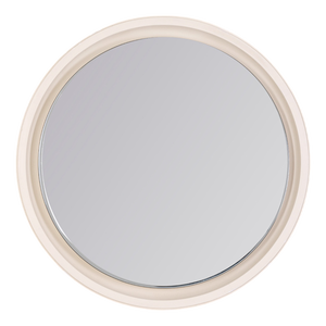 Vintage Italian Round Wall Mirror in White Wood, 1970s