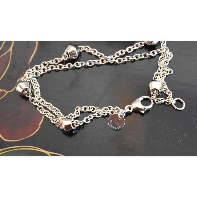Tiffany & Co. Sterling Silver 'Barrel Bead' Station Double strand Bracelet 7" Retired Designed by Elsa Peretti for Tiffany...