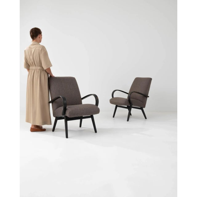 Vintage Jindřich Halabala Upholstered Armchairs, A Pair For Sale In Greensboro - Image 6 of 12