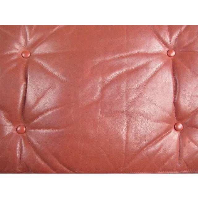 1960s Danish Modern Tufted Leather Ottoman For Sale - Image 5 of 9