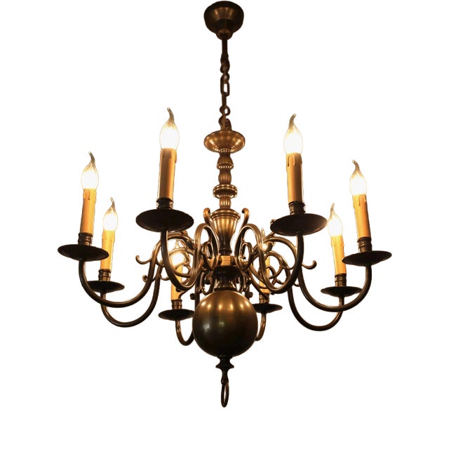 Dutch Bronze Chandelier from Reservé A.kK For Sale