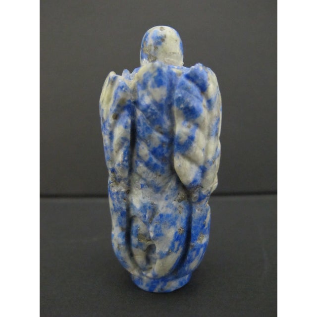Chinese Carved Natural Lapis Lazuli Leaves Snuff Bottle For Sale - Image 4 of 10