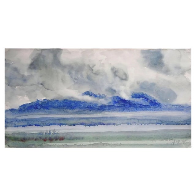 Herberts Mangolds, Landscape, 1967, Watercolor on Paper For Sale