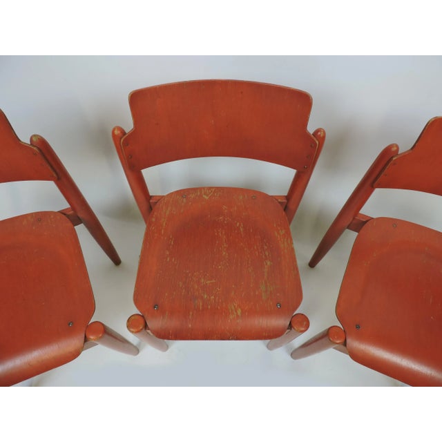 Wood 1960s Ilmari Tapiovaara Set of 3 Stacking Wilman Chairs Scandinavian Modern For Sale - Image 7 of 12