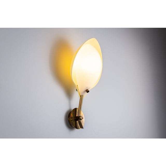 Mid-Century Modern Plastic and Brass Wall Lamp by Arnold Wiigs For Sale - Image 3 of 11