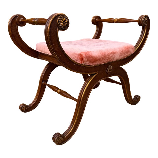 Late 20th Century Designer Galimberti Lino Regency Curule Bench For Sale