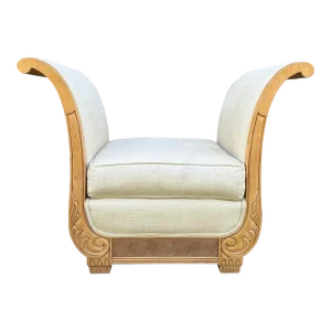 Oversized Sleigh Arm Deco Style Chair Bench
