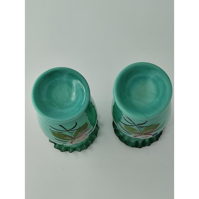 Victorian Art Nouveau Bristol Mouth-Blown Vases, 1950s, Set of 2 For Sale - Image 6 of 7