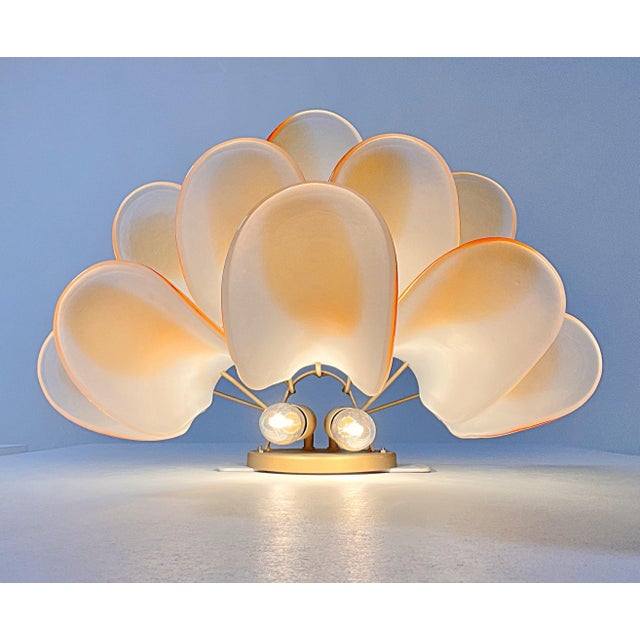 Vintage Italian Murano Wall Lights with 10 Acid-Etched Amber Glass Petals, 1990s, Set of 2 For Sale - Image 14 of 17