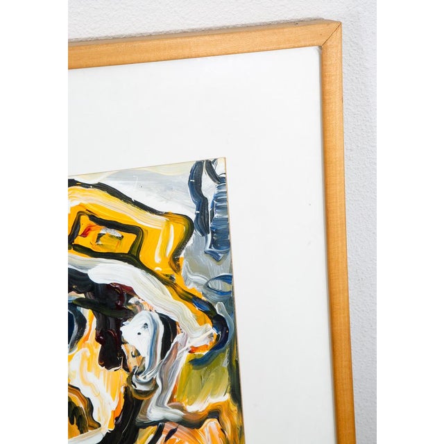 Mid Century Modern Painting Art Abstract Portrait Signed Smoking Cowboy Vintage For Sale - Image 9 of 12