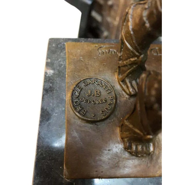 Art Deco Style Bronze Ballerina on Marble Base by J. B. Deposee For Sale - Image 12 of 13