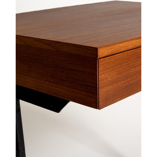 1960s Teak and Black Painted Metal Desk, Europe, 1960s For Sale - Image 5 of 9