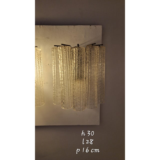 Vintage Wall Lamps in Iron with Cylindrical Murano Glass Pendants, 1960s, Set of 2 For Sale - Image 12 of 14