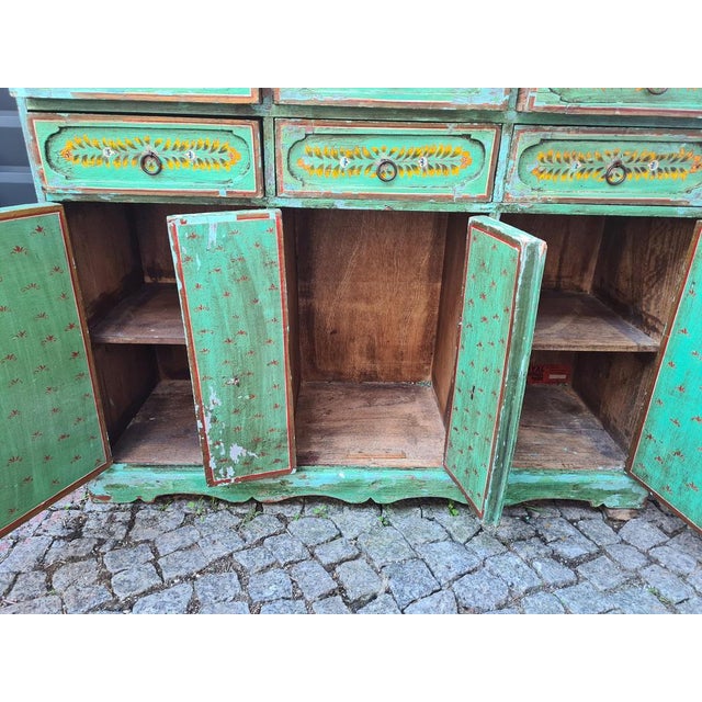 Green Mid-Century Indian Hand-Painted Wooden Chest of Drawers, 1970s For Sale - Image 8 of 16
