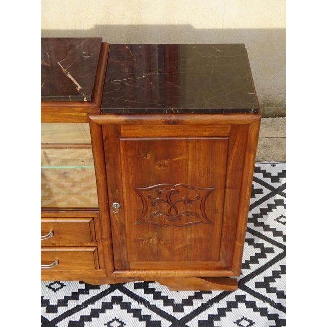 Glass Vintage Sideboard in Walnut, 1950s For Sale - Image 7 of 18