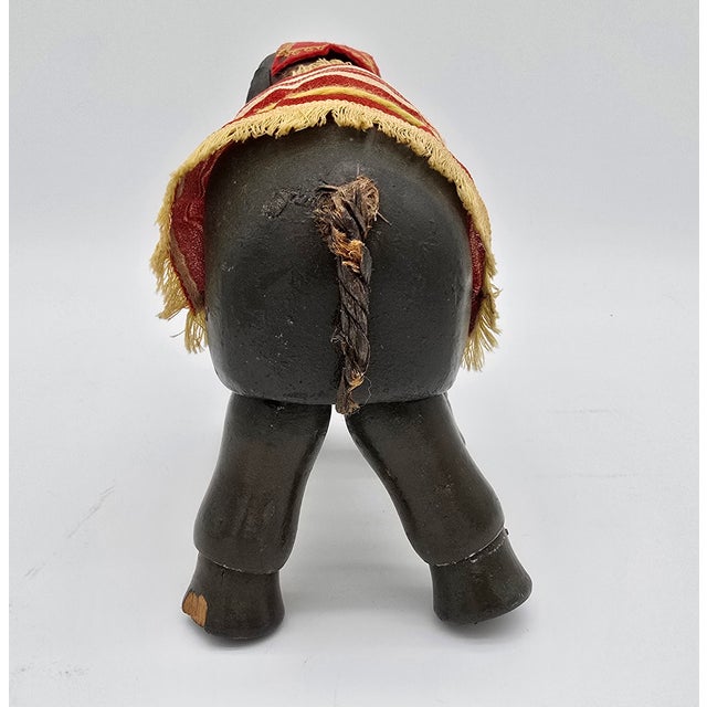 Wood Antique German Schoenhut Humpty Dumpty Circus Elephant W. Blanket & Head Piece Wooden Toy For Sale - Image 7 of 13