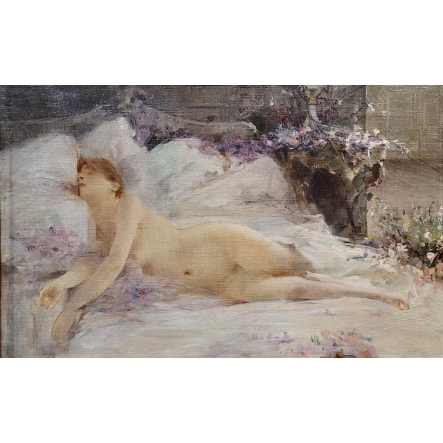 French Henri Gervex-19th Century Study of a Reclining Nude Female-Oil Painting For Sale - Image 3 of 10