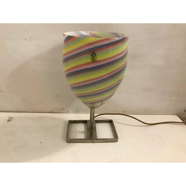 Green Vintage Italian Murano Glass Table Lamp from Leucos, 1970s For Sale - Image 8 of 8