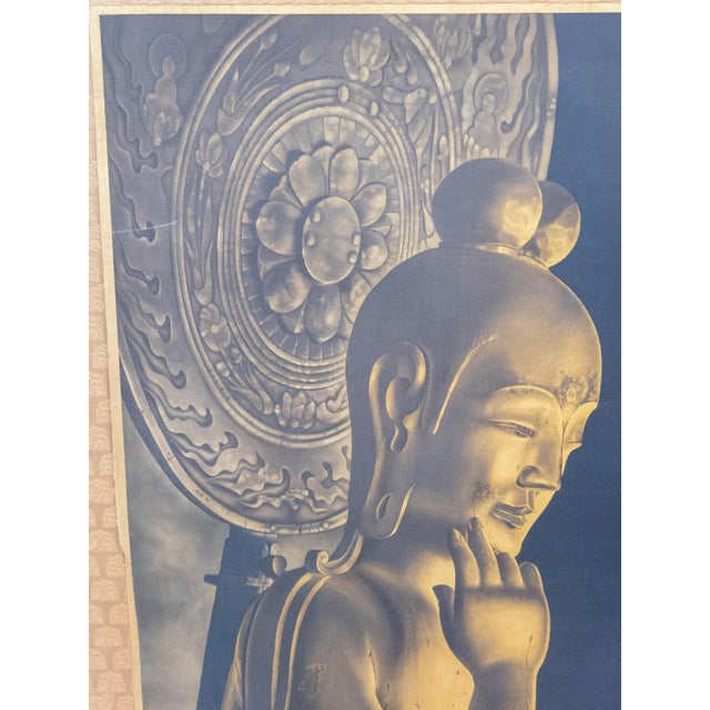 Japanese 20th Century Japanese Watercolor Scroll Painting of Buddha For Sale - Image 3 of 12