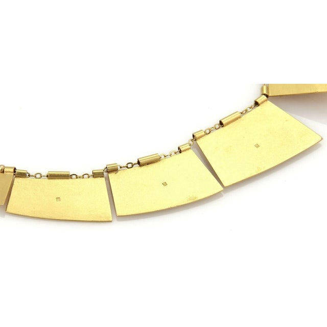 18k & 14k Gold Scarab Hieroglyphic Egyptian Graduated Panel Necklace For Sale - Image 4 of 6