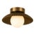 Solid Brass Fluted Flush Mount Ceiling Light With Opal Glass Globe For Sale