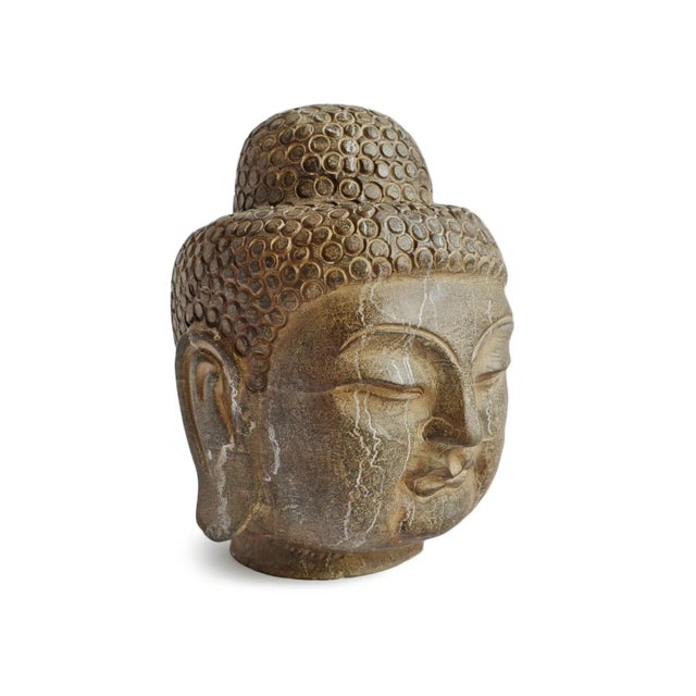 Vintage stone Buddha head. Wonderful piece great for tabletop display or in the garden. Handmade with beautiful natural...