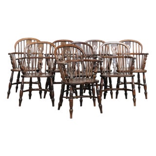 English Windsor Armchairs, Set of 8 For Sale