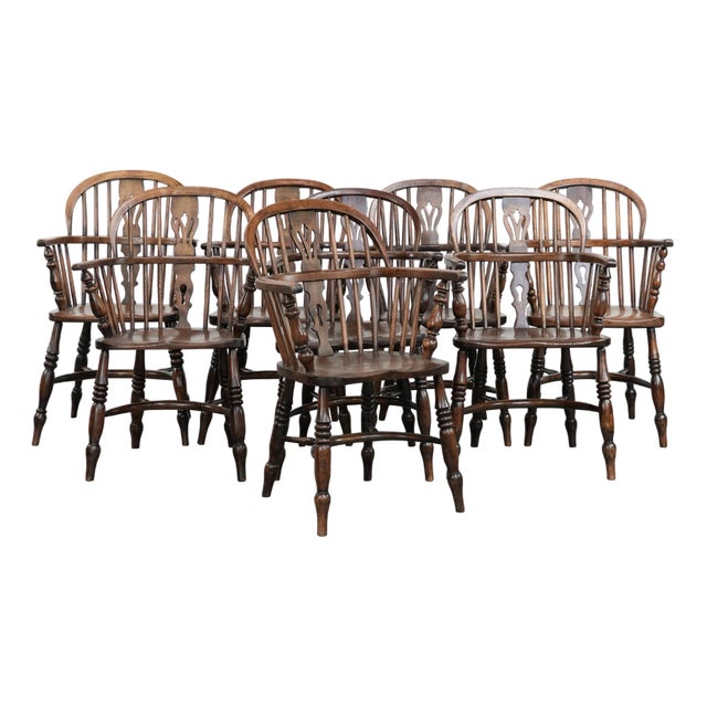 English Windsor Armchairs, Set of 8 For Sale