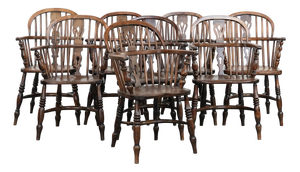 English Windsor Armchairs, Set of 8