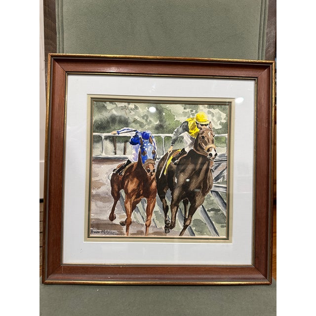1950s The Race - Signed Watercolor For Sale - Image 4 of 8