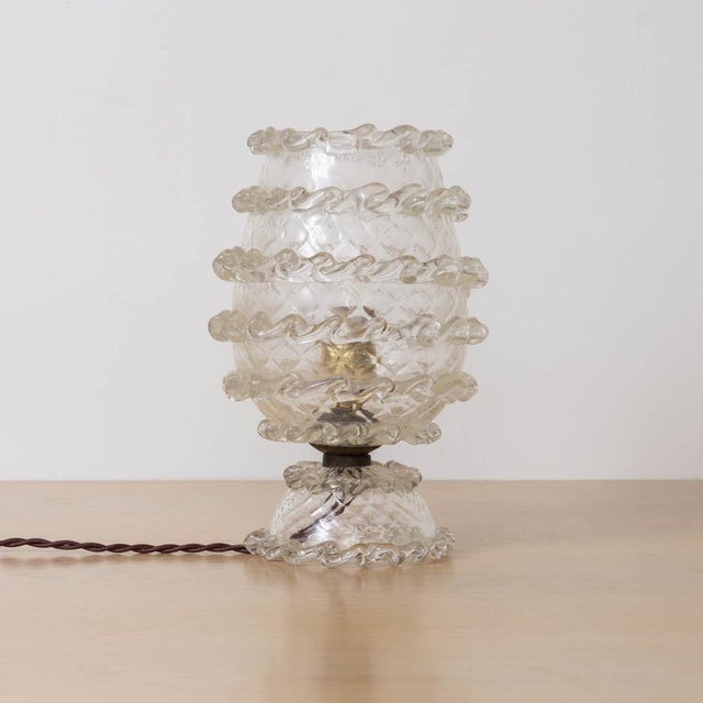 Transparent 1940s Large Italian Murano Glass Table Lamp For Sale - Image 8 of 13