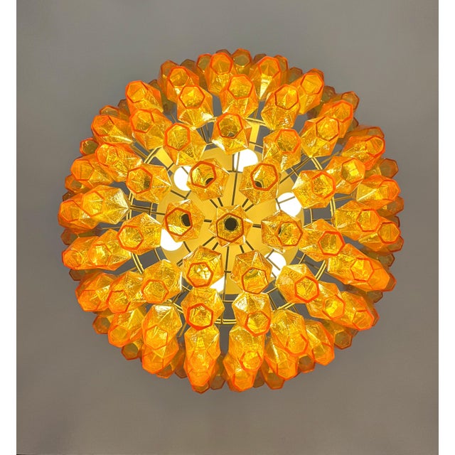 Vintage Murano Glass Chandelier with 111 Amber Poliedri, 1990s For Sale - Image 18 of 18