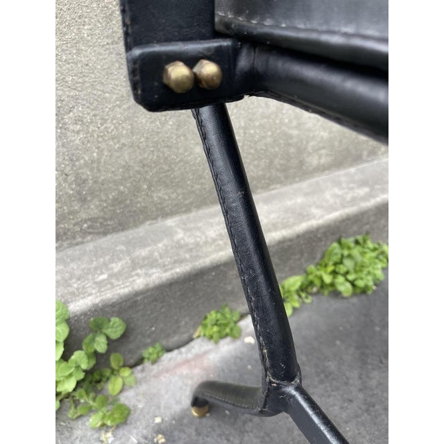 Stitched Leather Armchair by Jacques Adnet, 1950s For Sale - Image 9 of 11