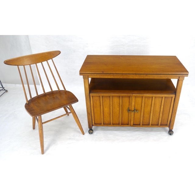 Flip Top Balck Formica Serving Cabinet Server on Wheels Mid Century c1970s MINT For Sale - Image 12 of 18