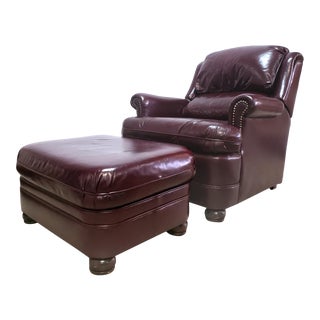 Vintage Leather Recliner Chair & Ottoman by Bradington-Young For Sale