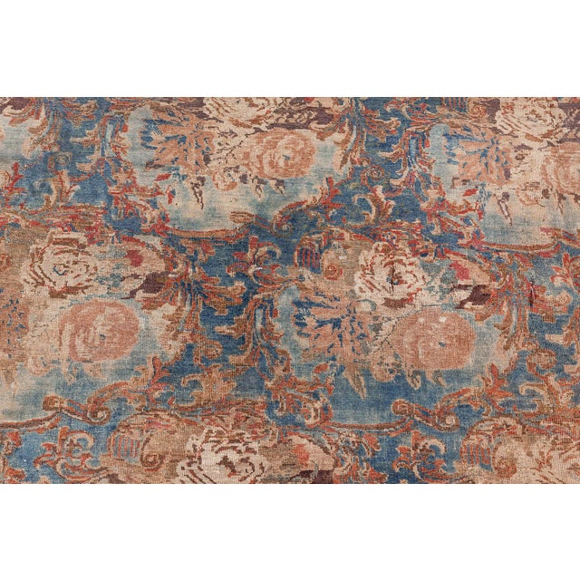 One-of-a-kind Antique Persian Tabriz Botanic Handmade Wool Carpet For Sale - Image 9 of 9