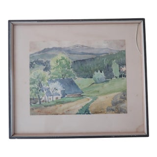 Antique Watercolor Painting Signed Behrendt 1923 - Framed For Sale