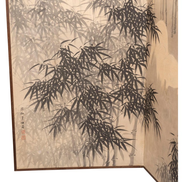Paper Japanese Four Panel Paper Screen - A Pair For Sale - Image 7 of 13