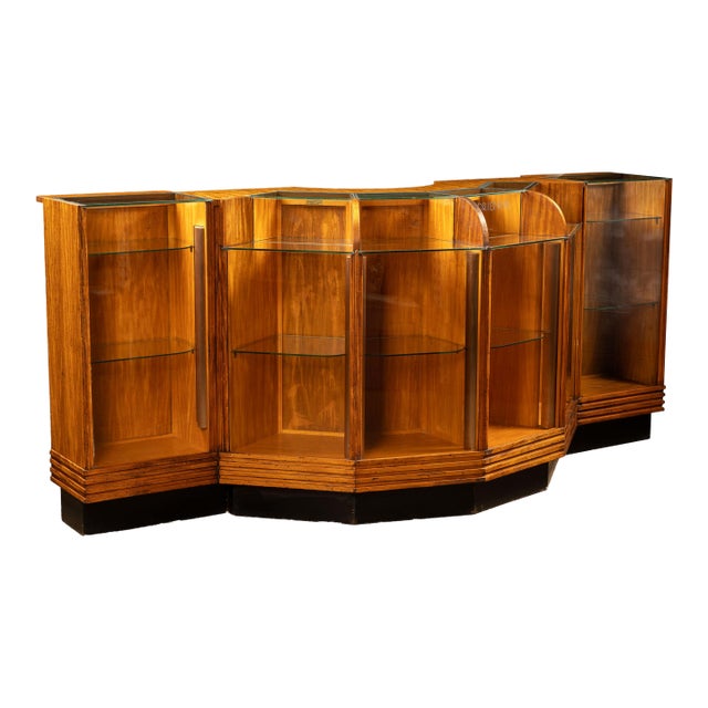 1920s Art Deco Lighted Oak Display Counter For Sale