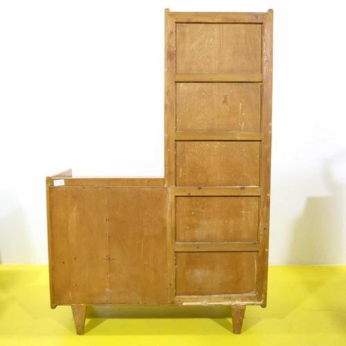 Vintage Wooden Wardrobe with Side Drawer and Slanted Legs For Sale - Image 9 of 10
