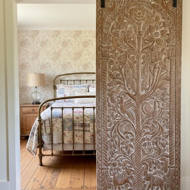 Wood Hand-Carved Tree of Life With Birds – Vintage Wood Wall Art or Rustic Barn Door Panel 84x36 For Sale - Image 7 of 7