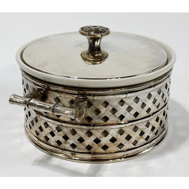Vintage Lidded Silverplate Faux Bamboo Trellis Serving Dish For Sale In Kansas City - Image 6 of 10